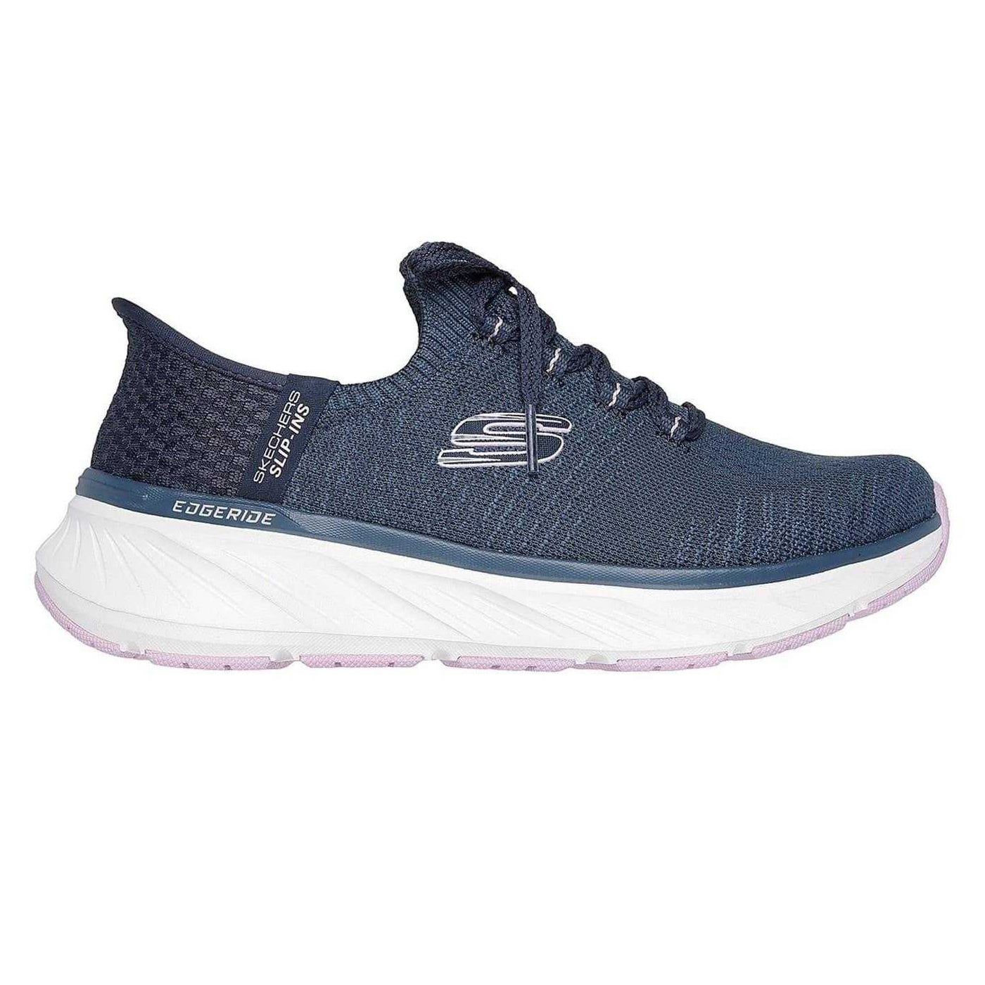 Navy-Lavender - Side - Skechers Womens-Ladies Edgeride Slip-In Trainers