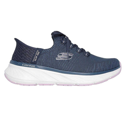 Navy-Lavender - Side - Skechers Womens-Ladies Edgeride Slip-In Trainers