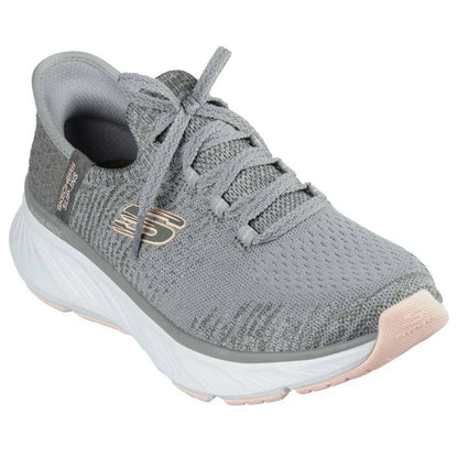 Grey-Peach - Front - Skechers Womens-Ladies Edgeride Slip-In Trainers