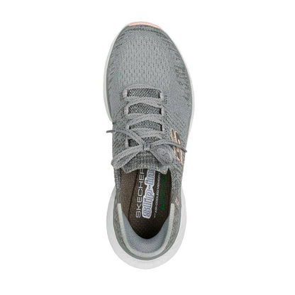 Grey-Peach - Pack Shot - Skechers Womens-Ladies Edgeride Slip-In Trainers