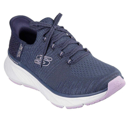 Navy-Lavender - Front - Skechers Womens-Ladies Edgeride Slip-In Trainers