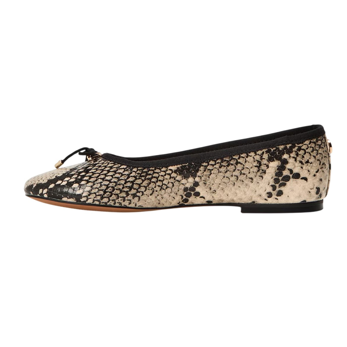 Light Beige - Back - Steve Madden Womens-Ladies Blossoms Snake Print Ballet Flats