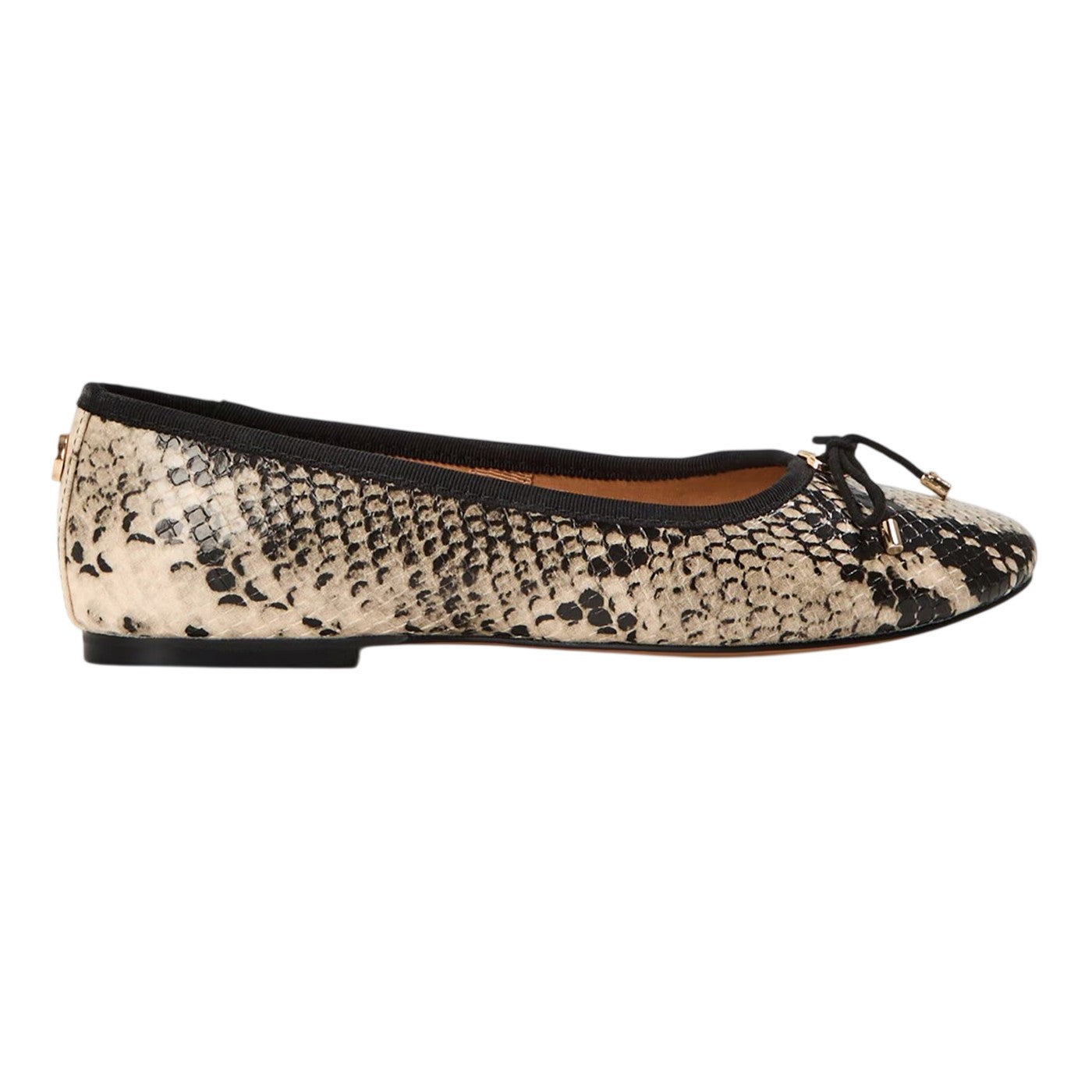 Light Beige - Front - Steve Madden Womens-Ladies Blossoms Snake Print Ballet Flats