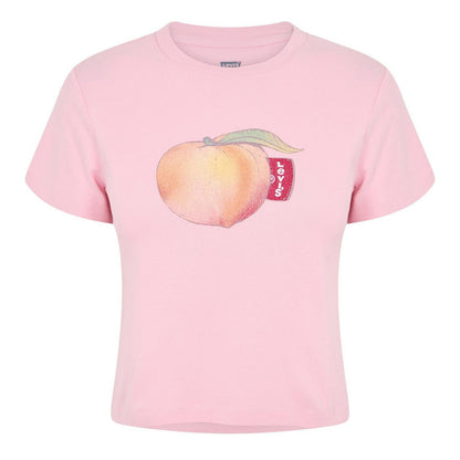 Pink-Peach - Front - Levis Womens-Ladies Criss Cross Peach Boxy T-Shirt