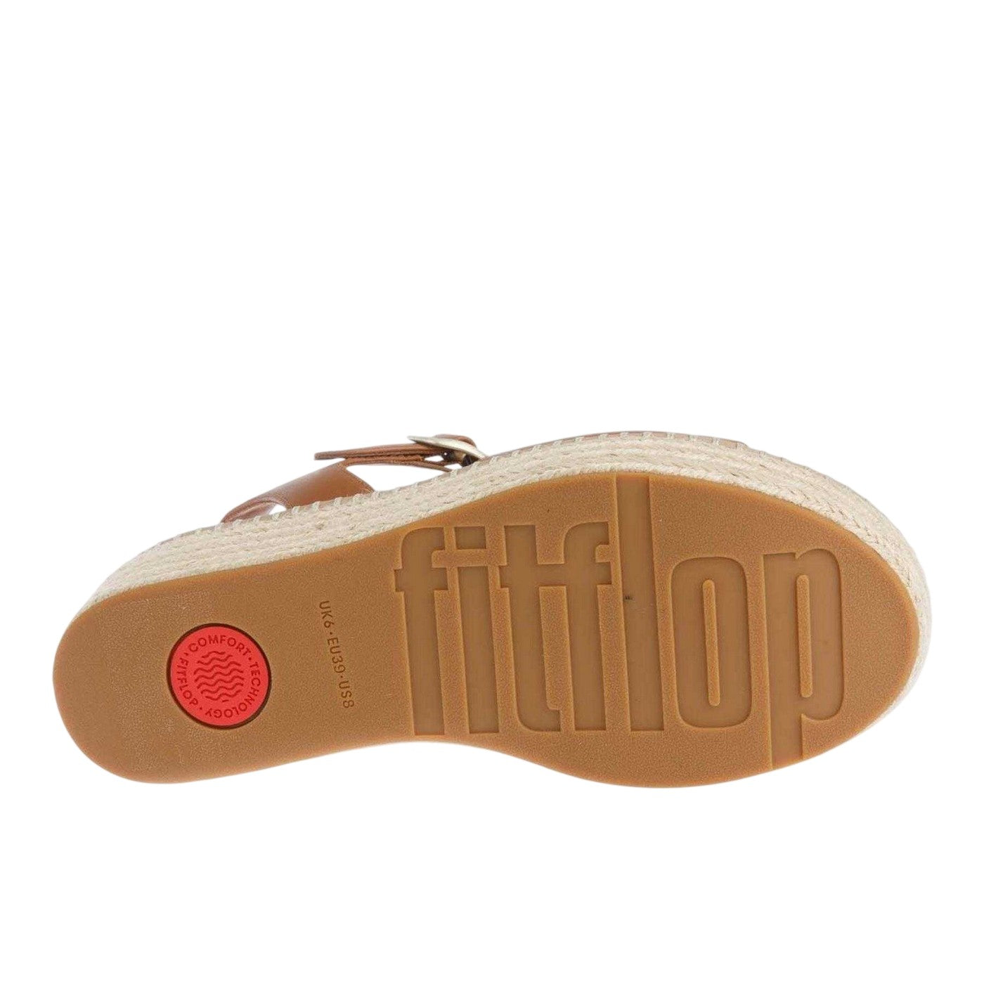Tan - Side - FitFlop Womens-Ladies Eloise Espadrille Leather Wedge Sandals