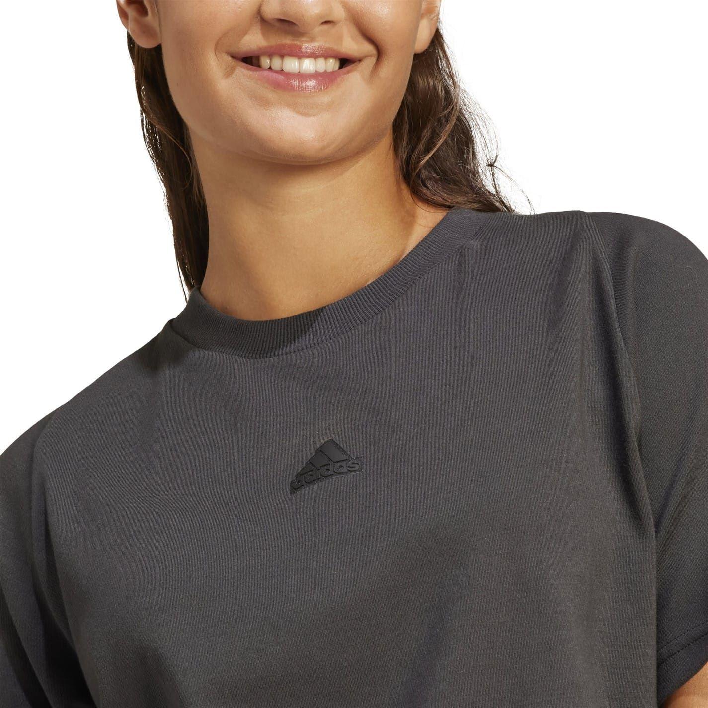 Black - Side - Adidas Womens-Ladies Z.N.E. Crew Neck Regular T-Shirt