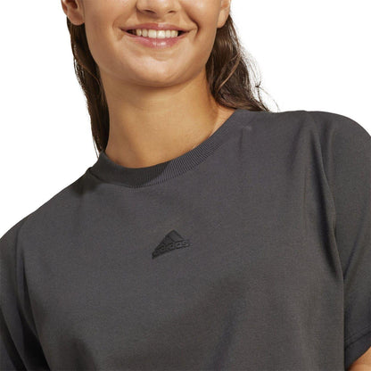 Black - Side - Adidas Womens-Ladies Z.N.E. Crew Neck Regular T-Shirt