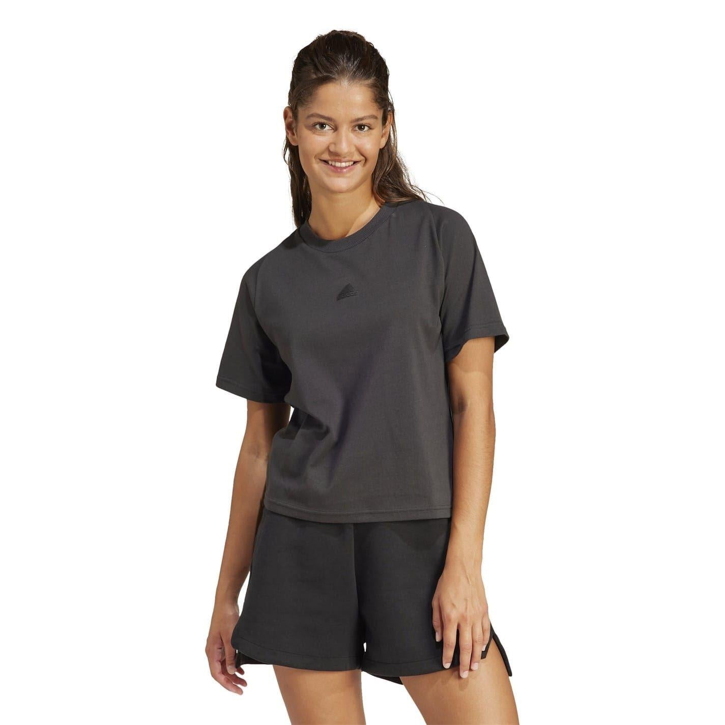 Black - Pack Shot - Adidas Womens-Ladies Z.N.E. Crew Neck Regular T-Shirt