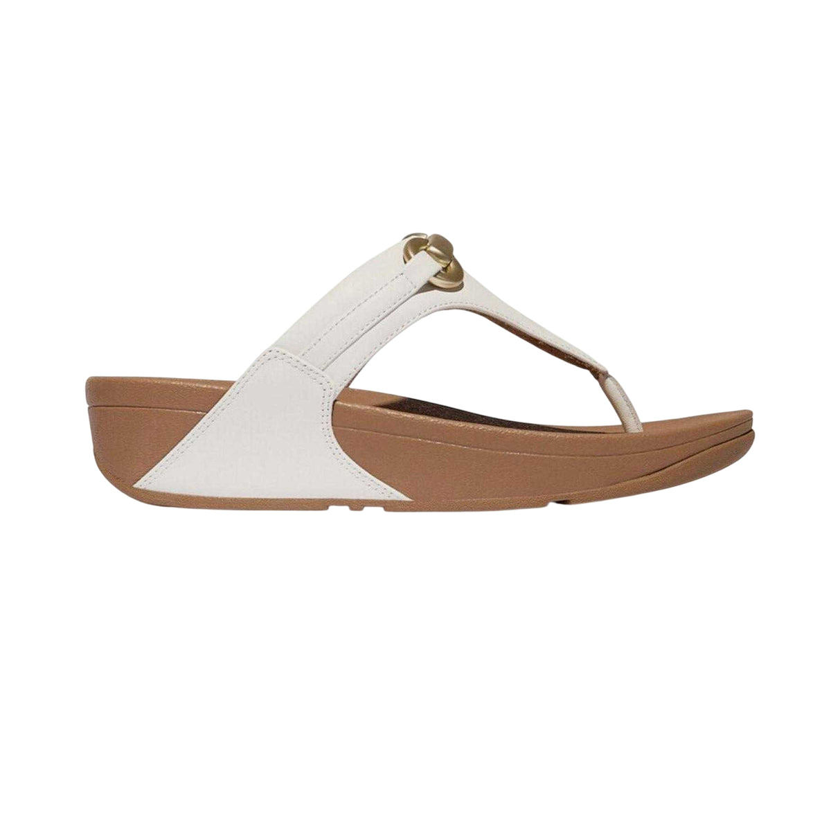 White - Side - Fit Flop Womens-Ladies Leather Snaffle Standard Sandals