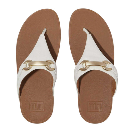 White - Pack Shot - Fit Flop Womens-Ladies Leather Snaffle Standard Sandals