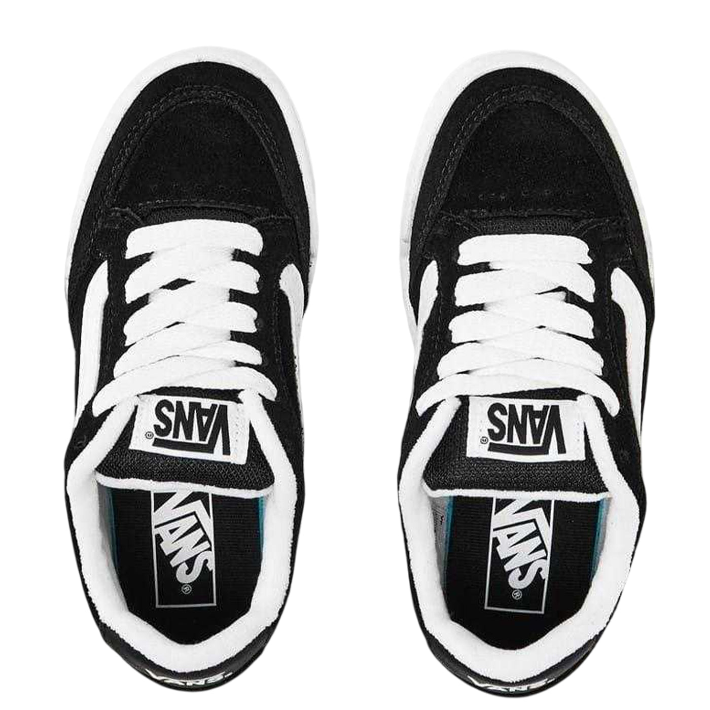 Black-White - Side - Vans Childrens-Kids Hylane Suede Trainers