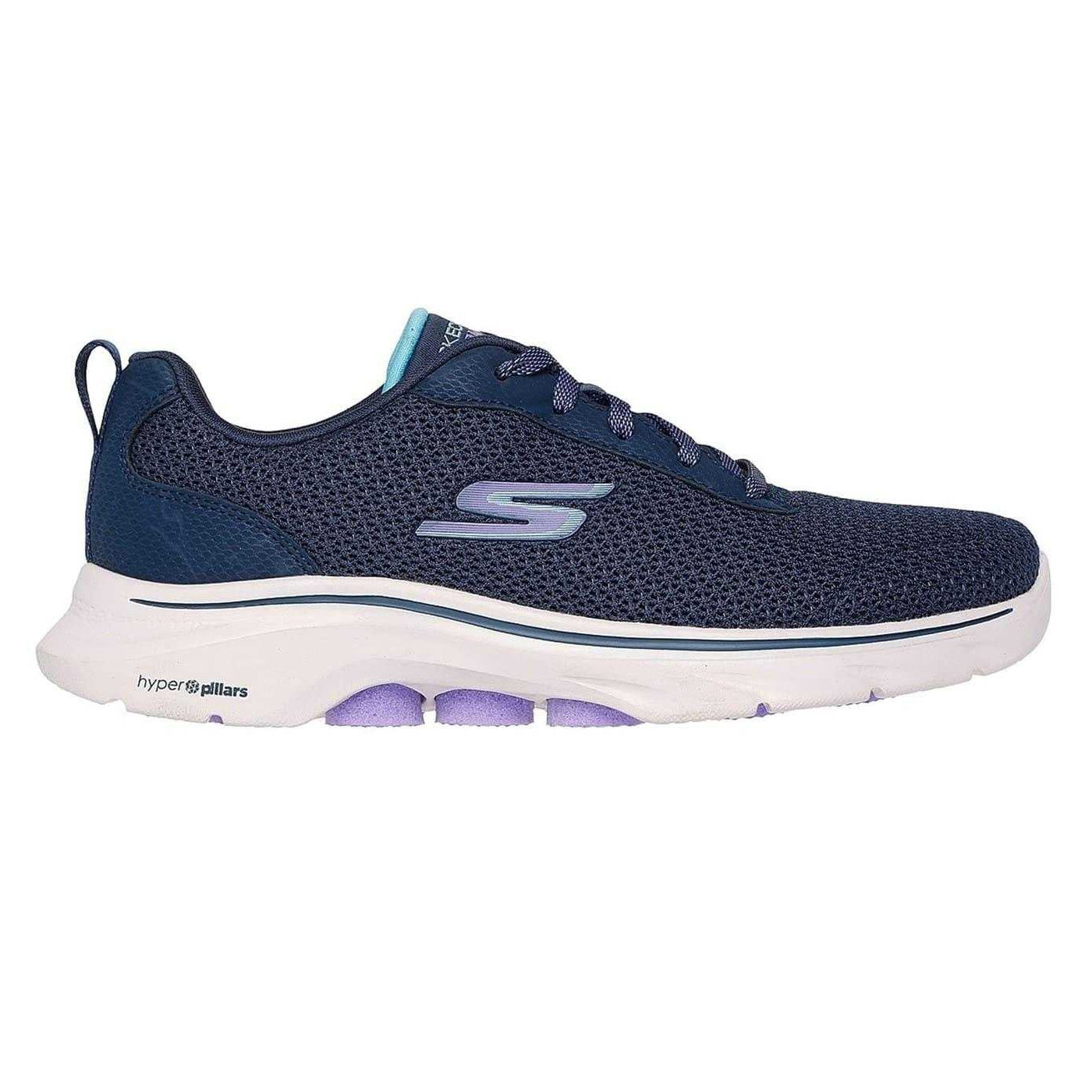 Navy-White - Side - Skechers Womens-Ladies Athletic Trainers