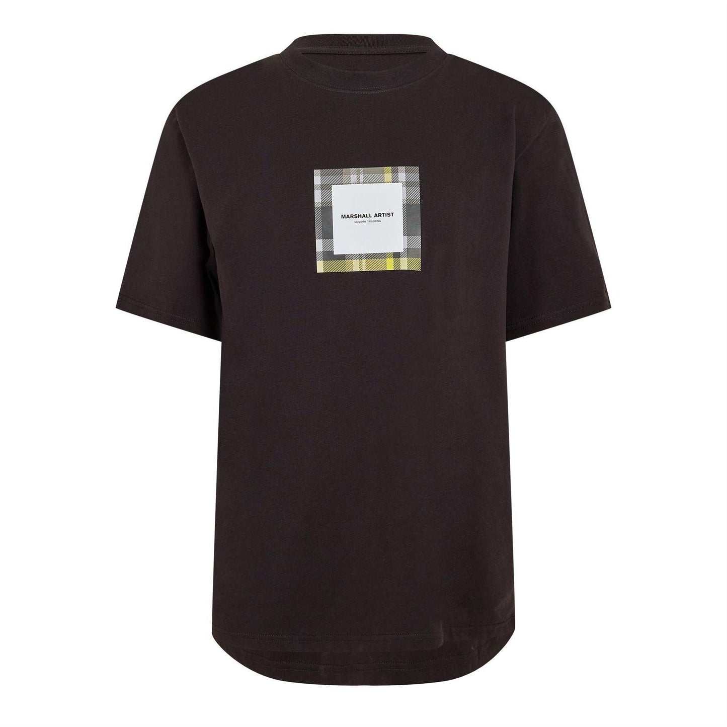 Black - Front - Marshall Artist Mens Plaid Logo Jersey Regular T-Shirt