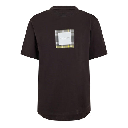Black - Front - Marshall Artist Mens Plaid Logo Jersey Regular T-Shirt