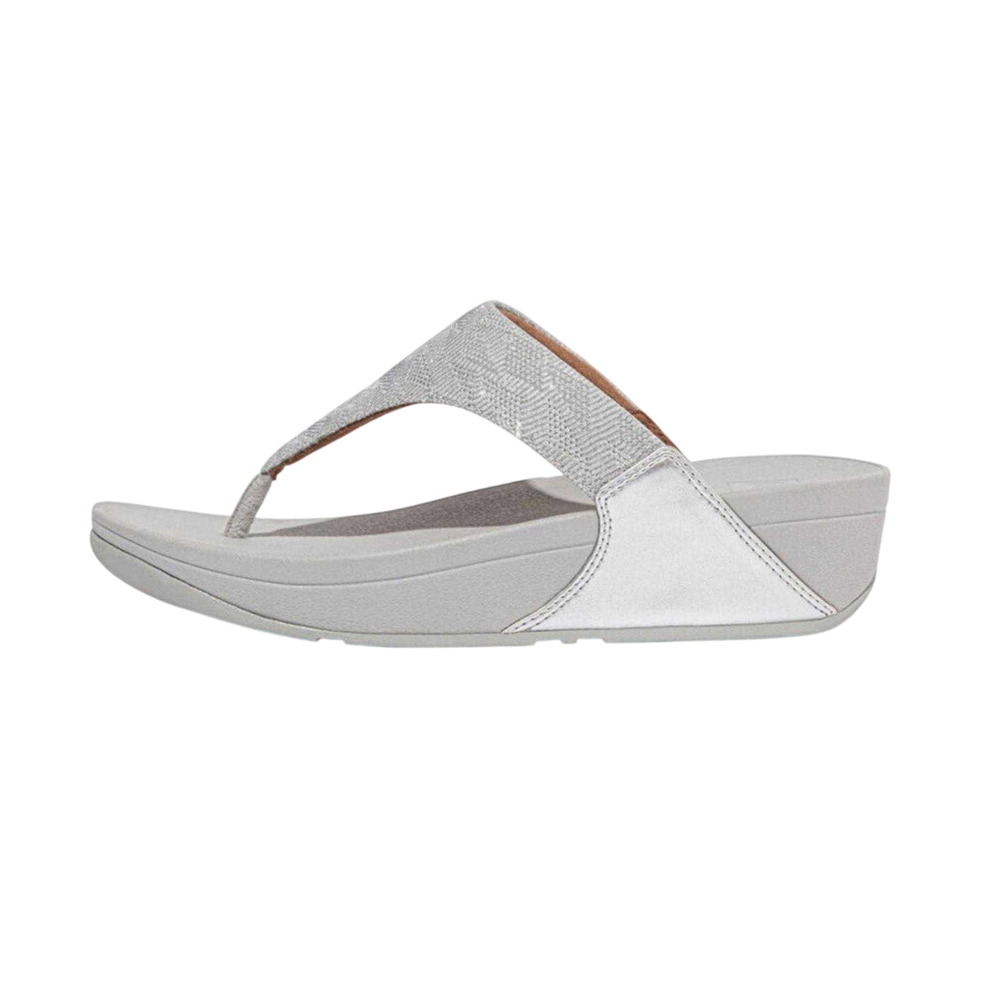 Silver - Side - FitFlop Womens-Ladies Glitz Toe Post Sandals