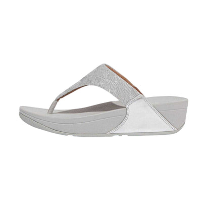Silver - Side - FitFlop Womens-Ladies Glitz Toe Post Sandals