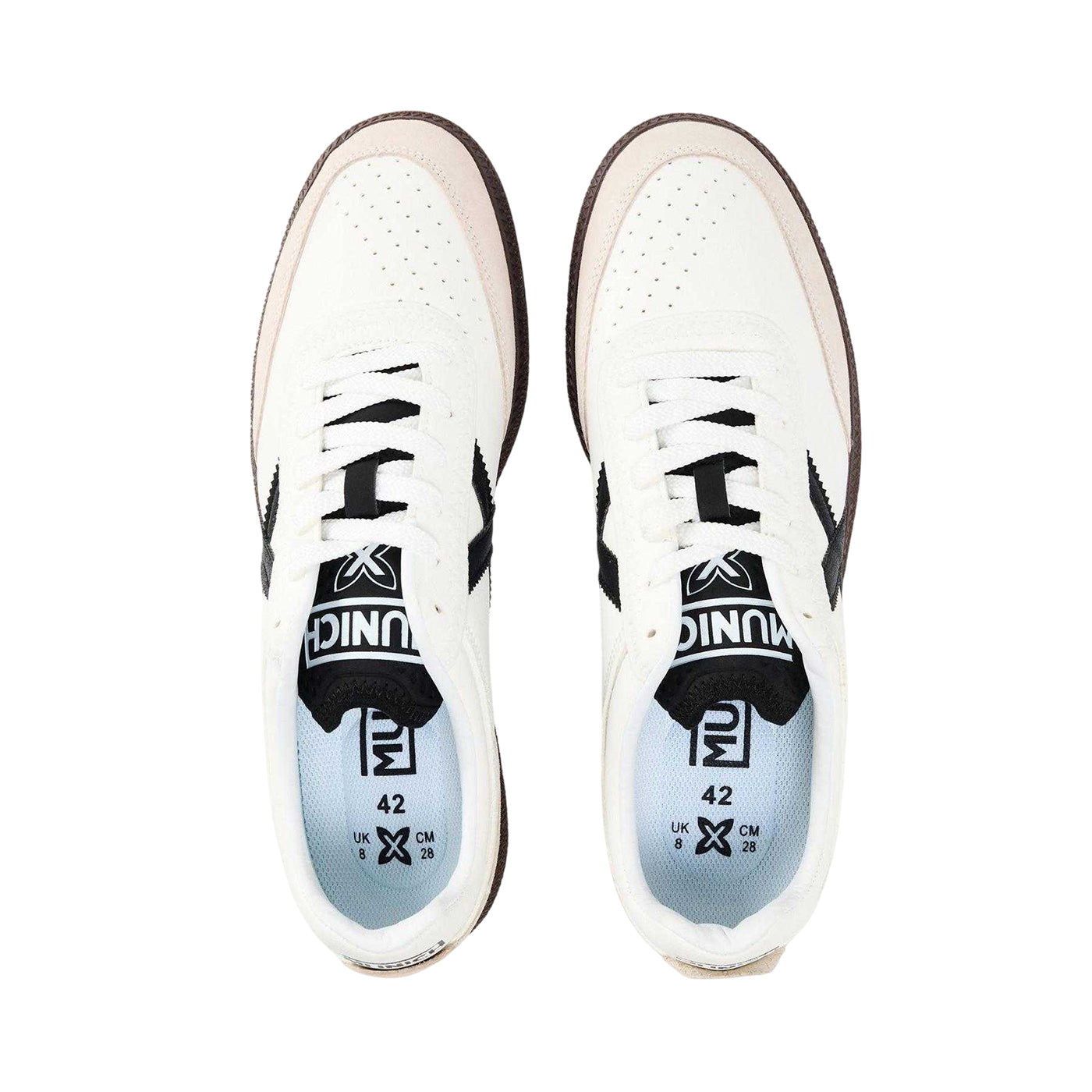 White-Black - Side - Munich Mens Rumba Suede Shoes