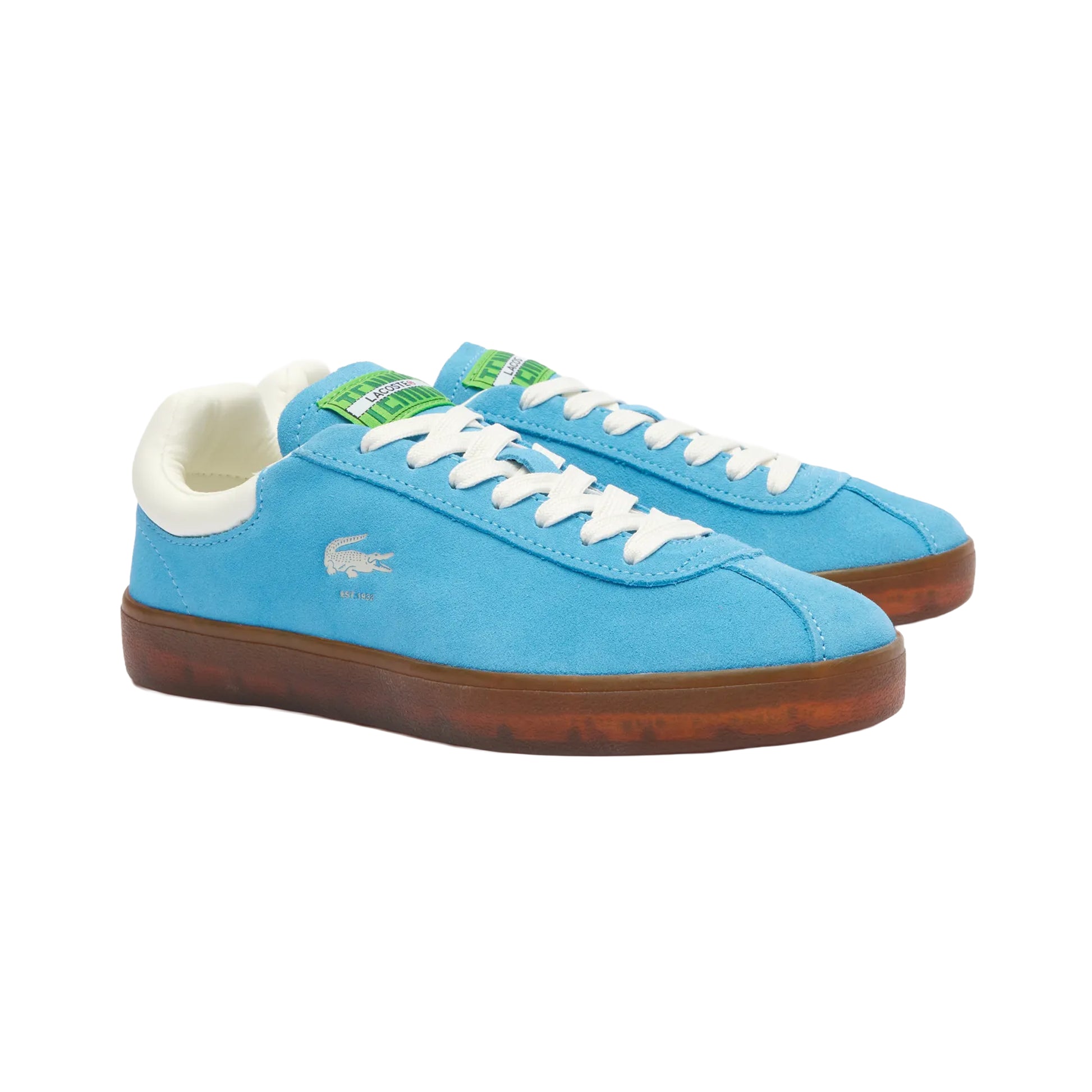 Blue - Front - Lacoste Womens-Ladies Baseshot Suede Trainers