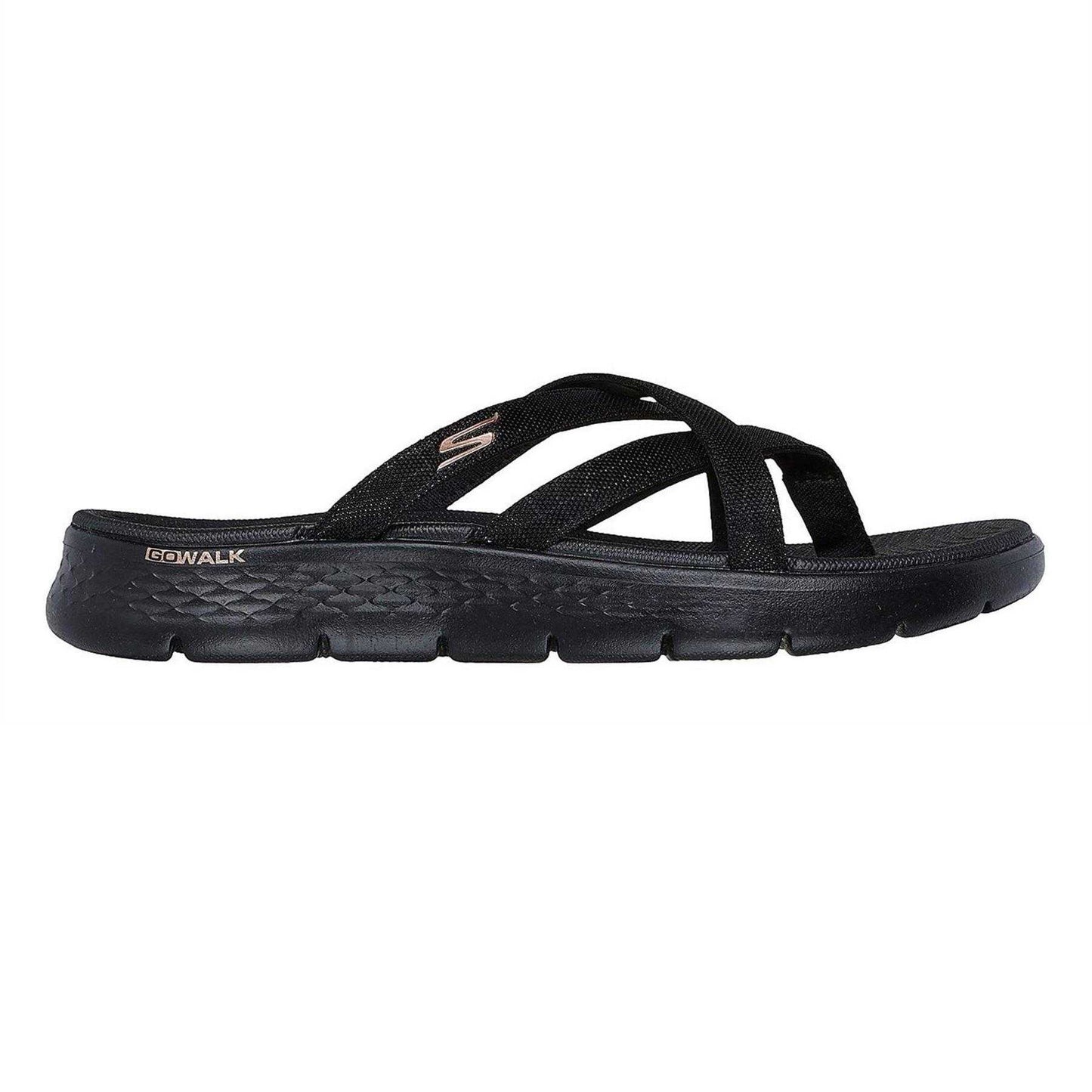 Black - Side - Skechers Womens-Ladies Crossover Flat Sandals