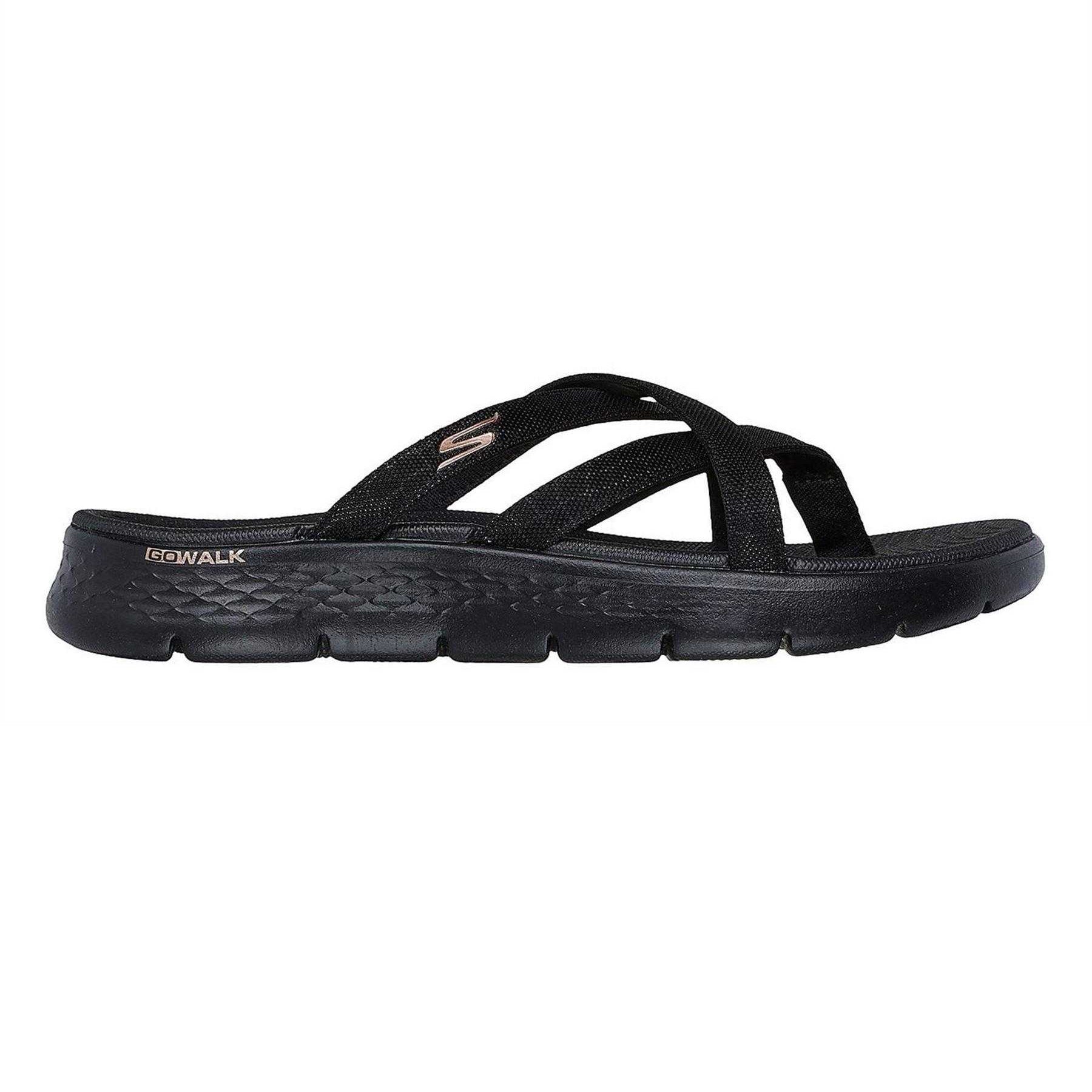Black - Side - Skechers Womens-Ladies Crossover Flat Sandals