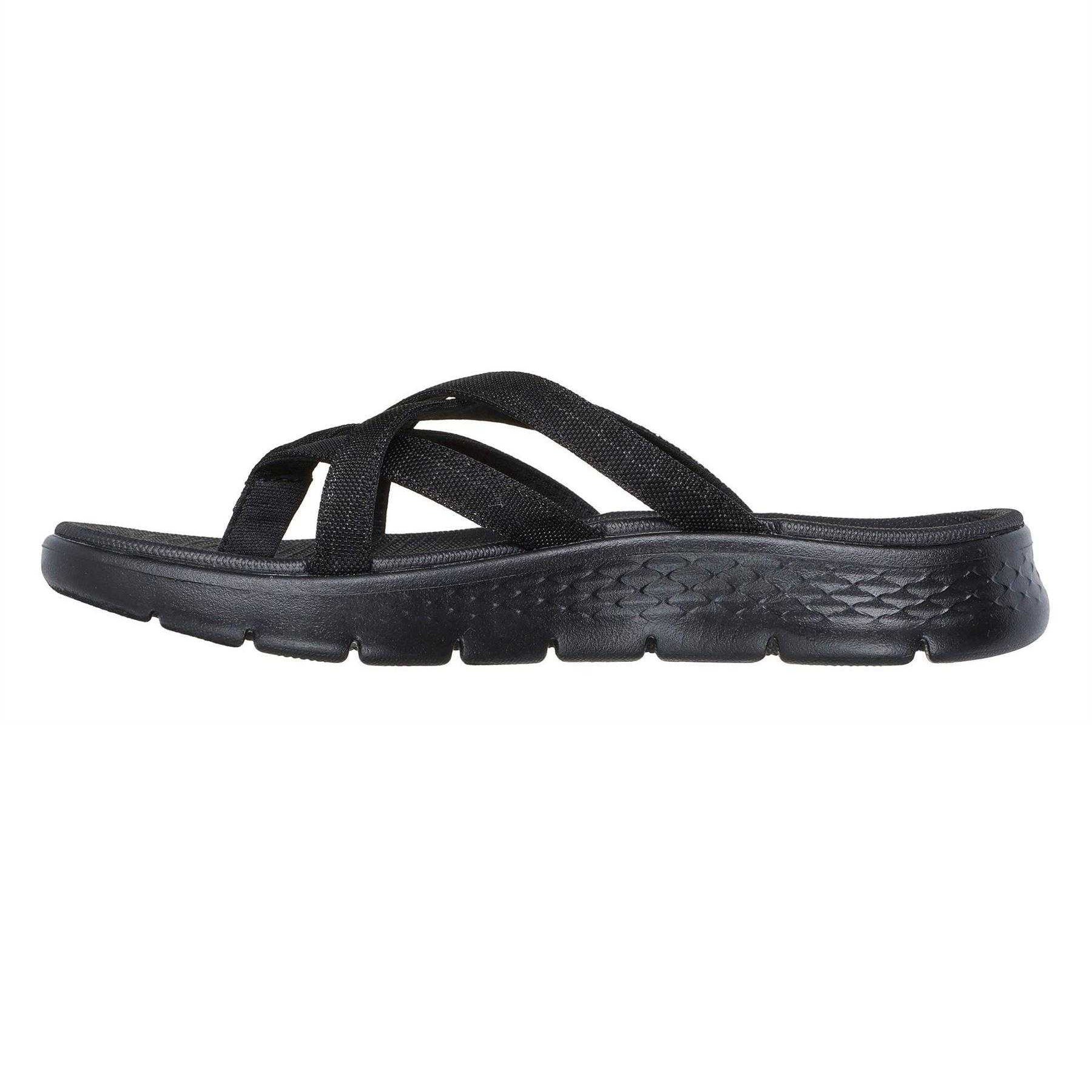 Black - Lifestyle - Skechers Womens-Ladies Crossover Flat Sandals