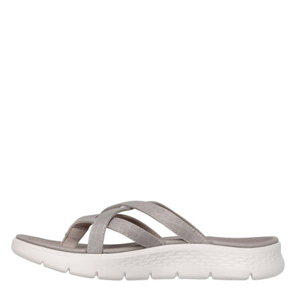 Taupe - Back - Skechers Womens-Ladies Crossover Flat Sandals