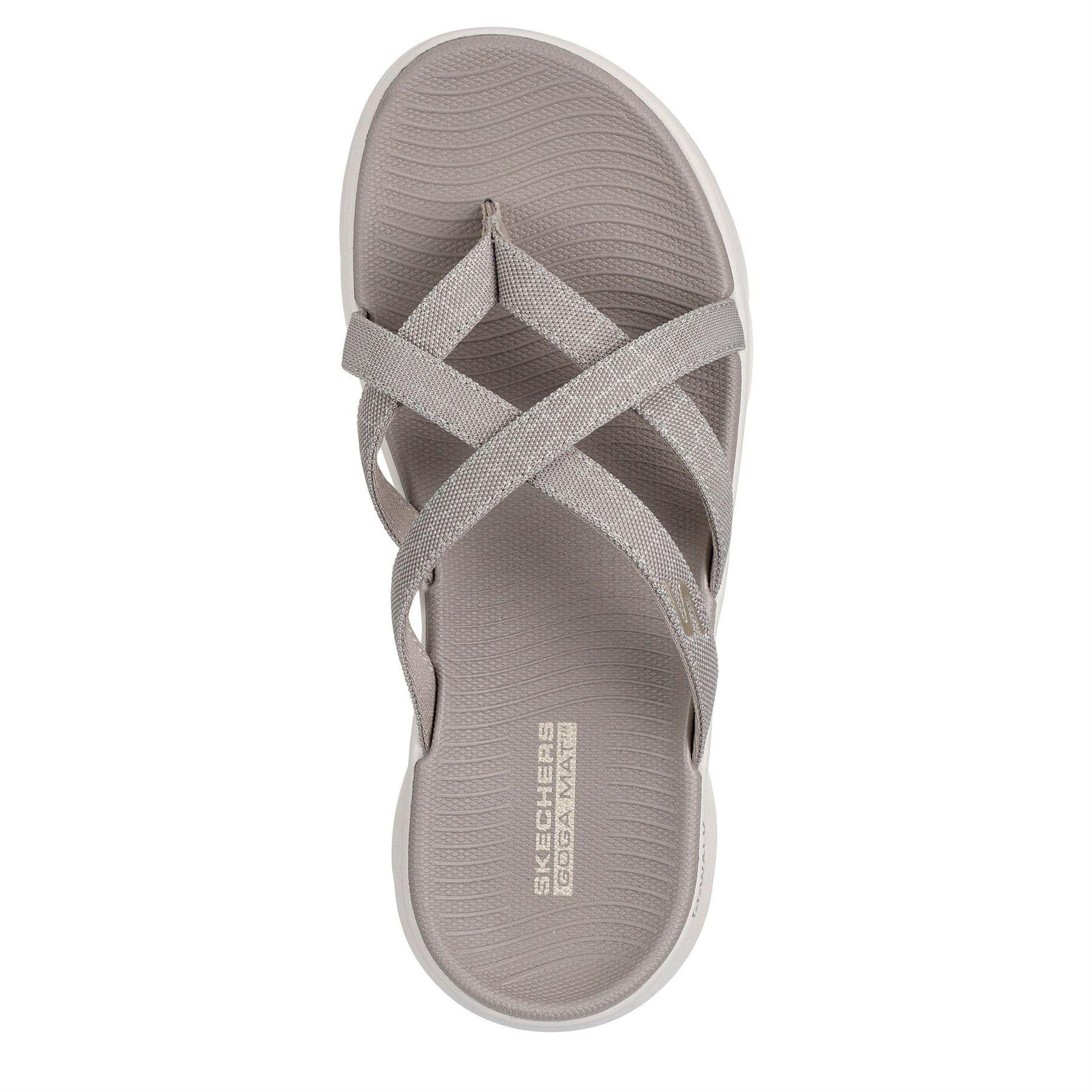 Taupe - Pack Shot - Skechers Womens-Ladies Crossover Flat Sandals