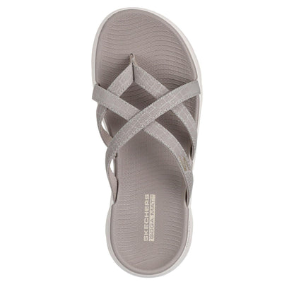 Taupe - Pack Shot - Skechers Womens-Ladies Crossover Flat Sandals