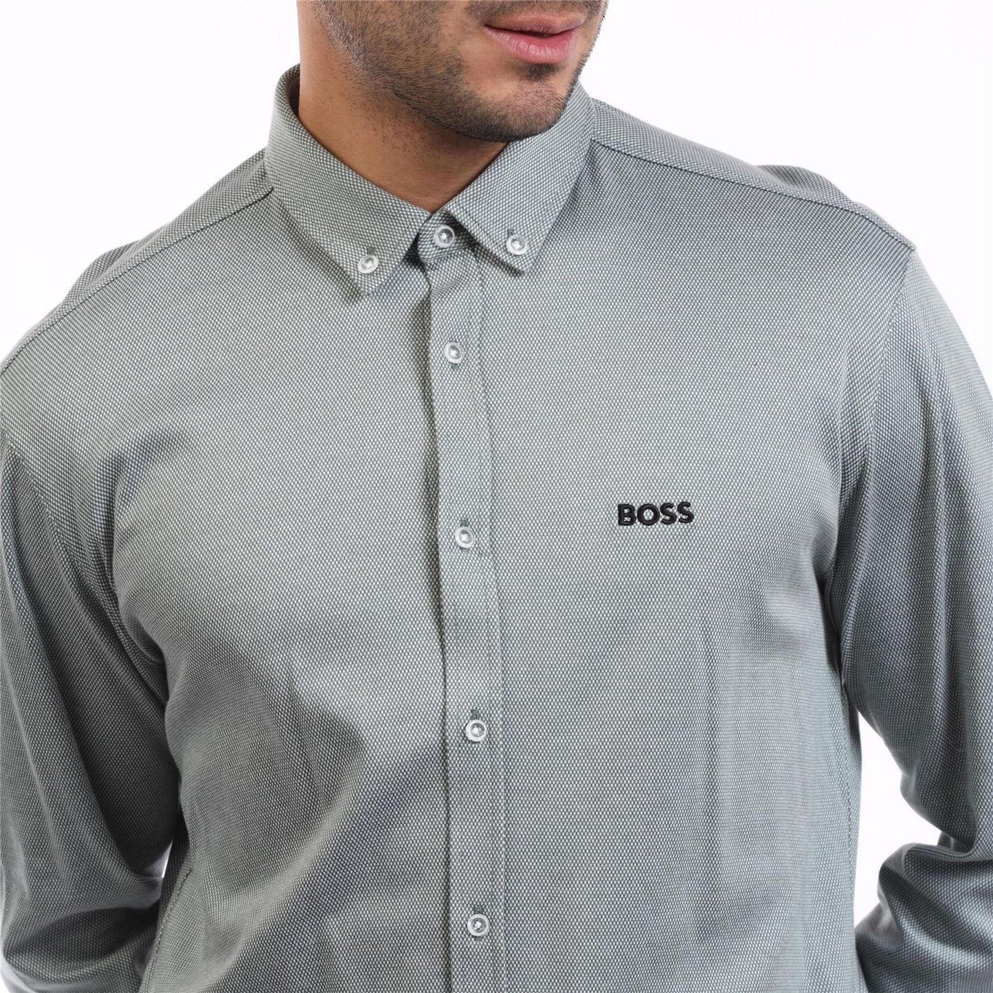 Green - Side - Boss Mens B Motion Regular Shirt