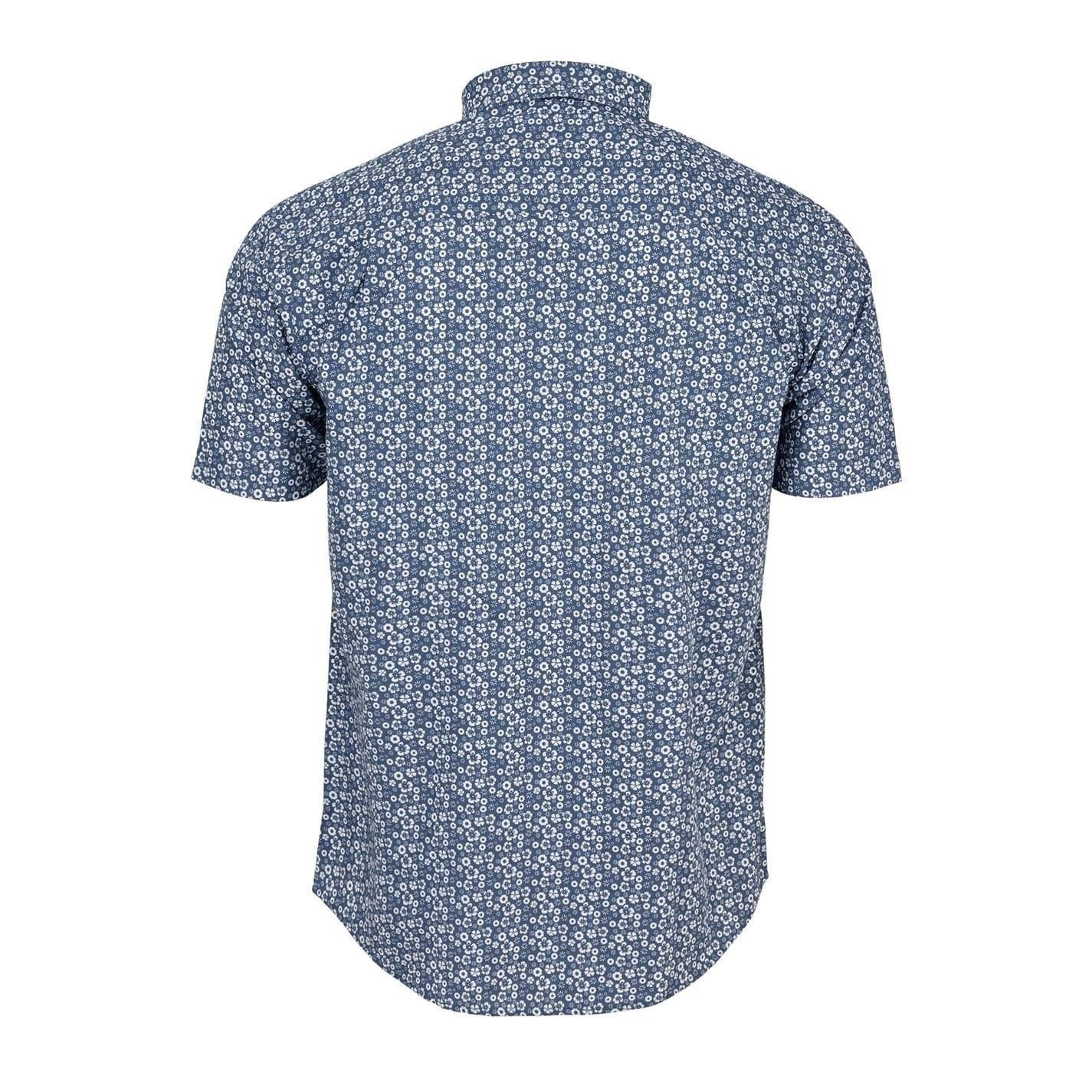Blue - Back - Ben Sherman Mens Floral Short-Sleeved Shirt