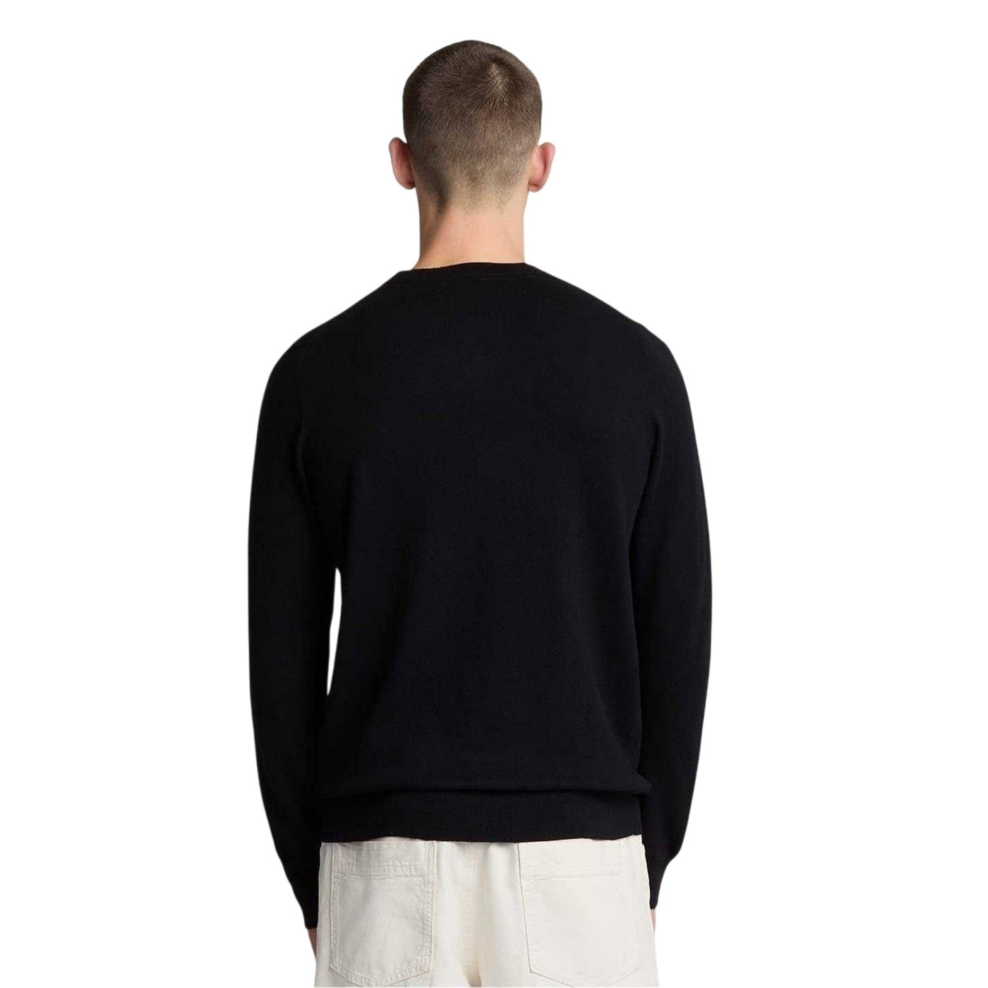 Jet Black - Back - Lyle & Scott Mens Knitted Crew Neck Sweatshirt