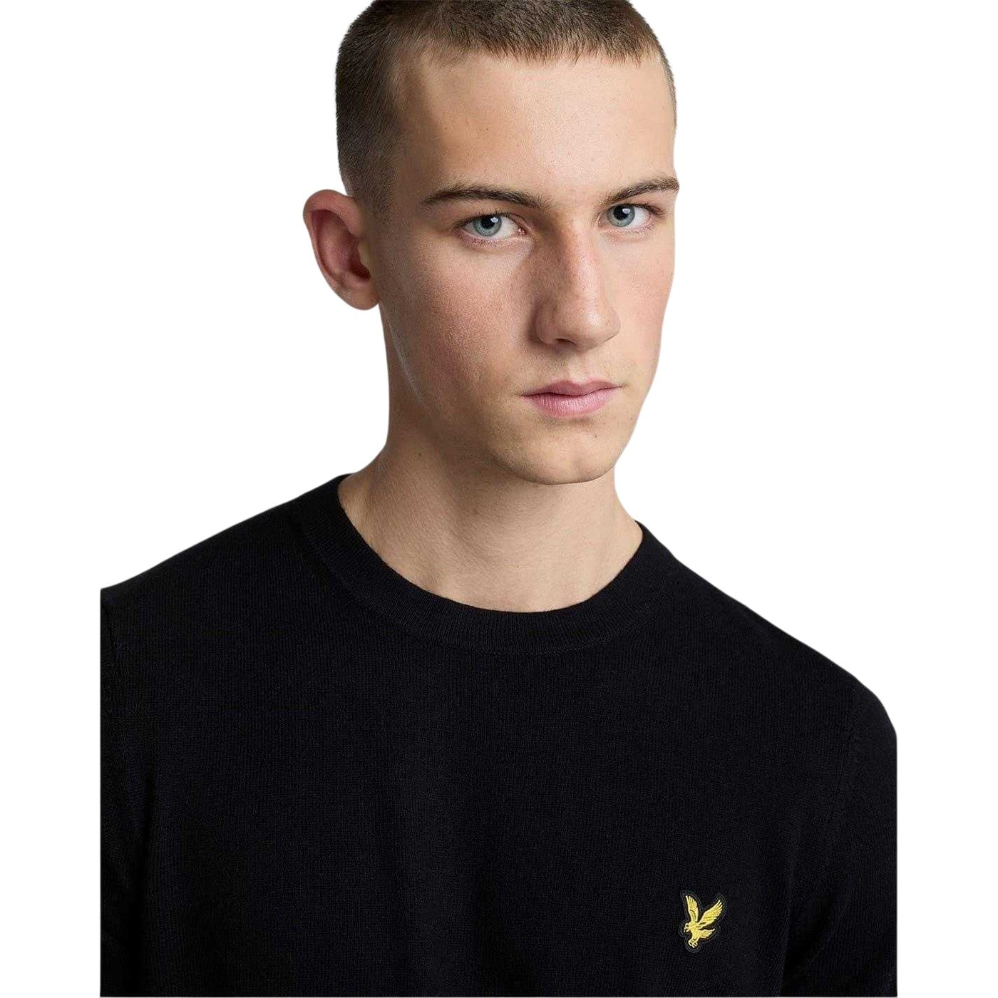 Jet Black - Side - Lyle & Scott Mens Knitted Crew Neck Sweatshirt