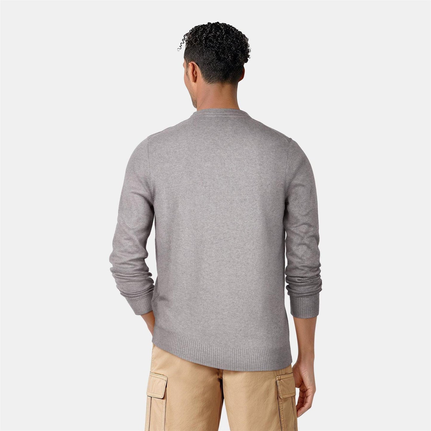 Light Grey - Side - Lyle & Scott Mens Knitted Crew Neck Sweatshirt