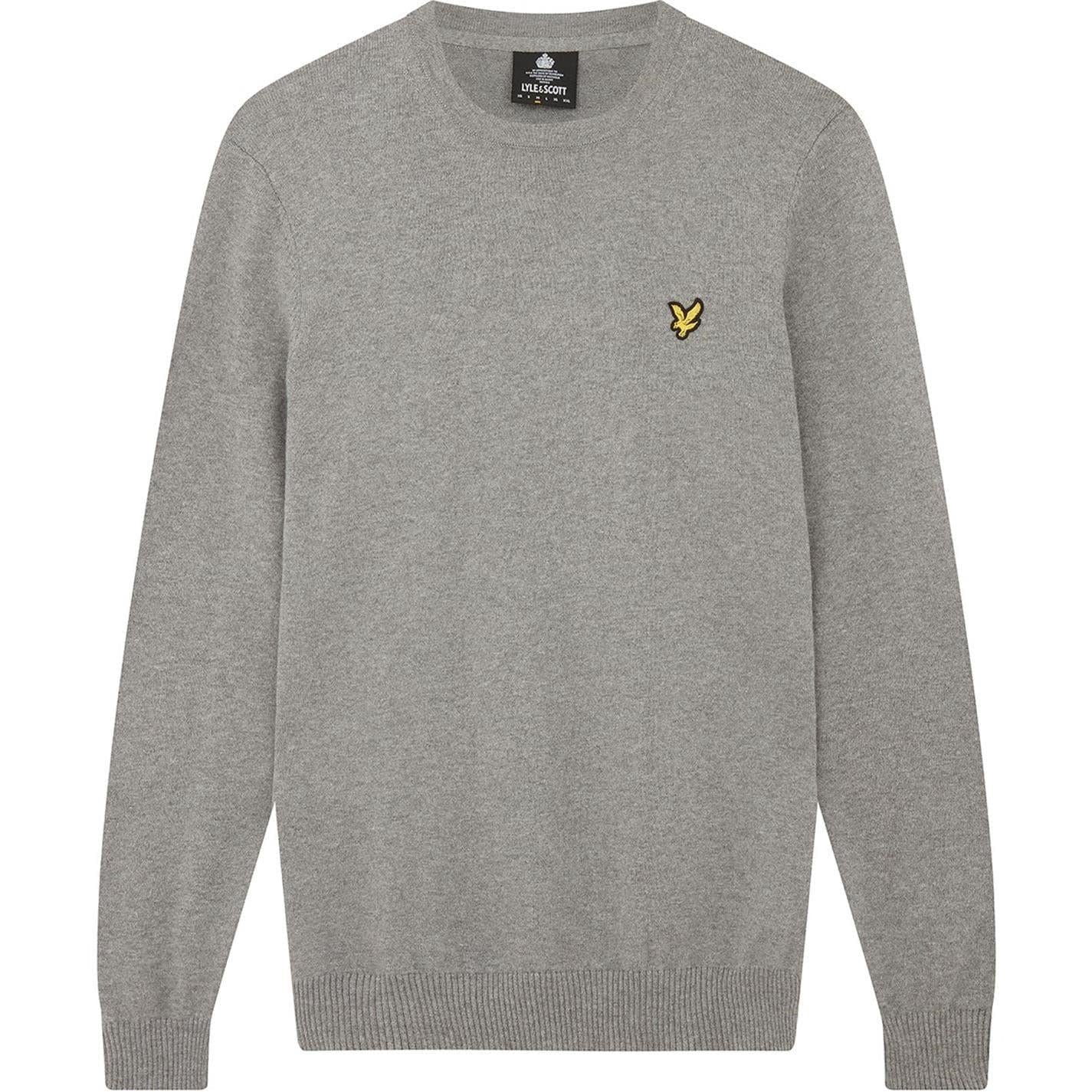 Light Grey - Pack Shot - Lyle & Scott Mens Knitted Crew Neck Sweatshirt