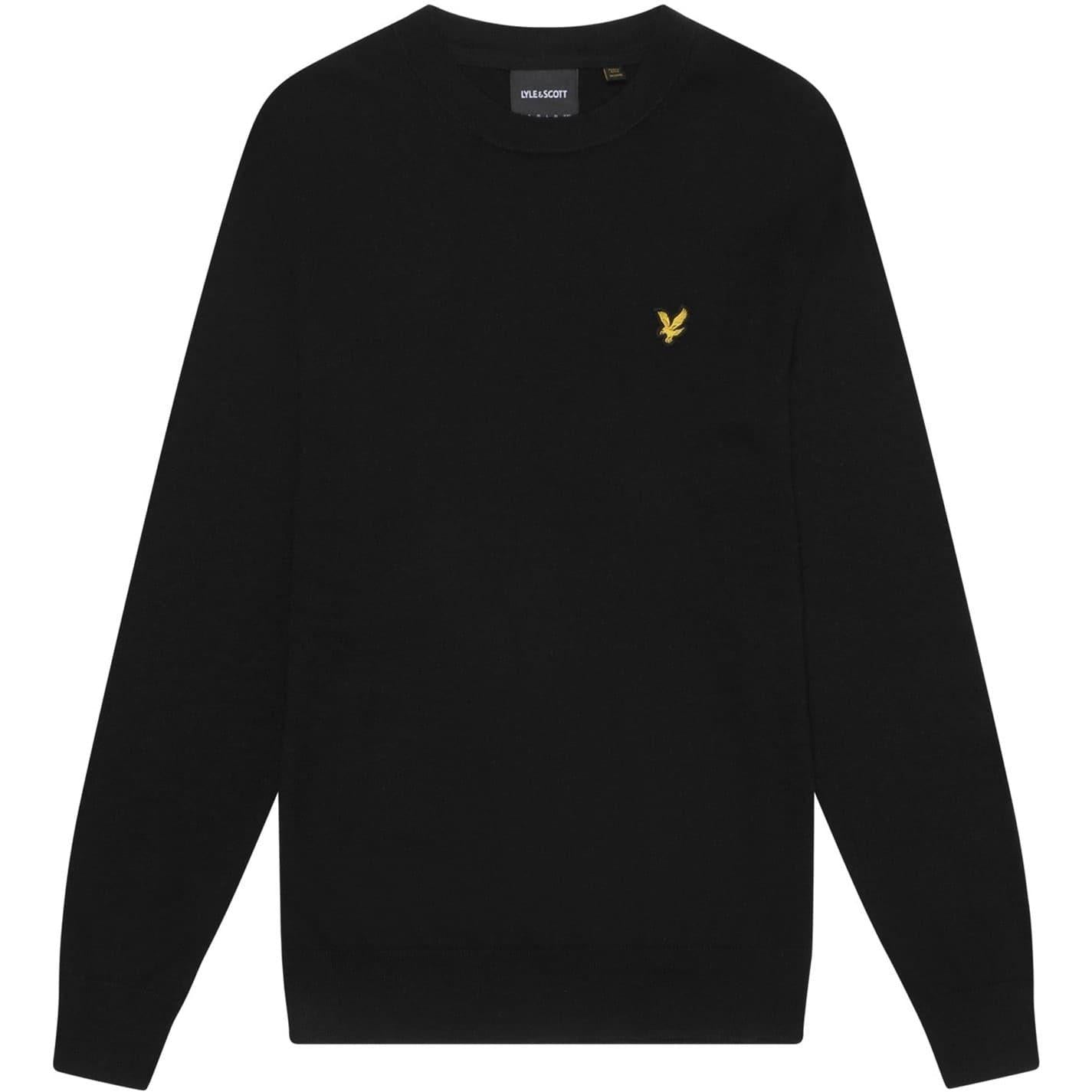 Jet Black - Front - Lyle & Scott Mens Knitted Crew Neck Sweatshirt