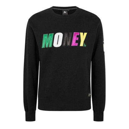 Black - Front - Money Mens Satin Crew Neck Sweatshirt