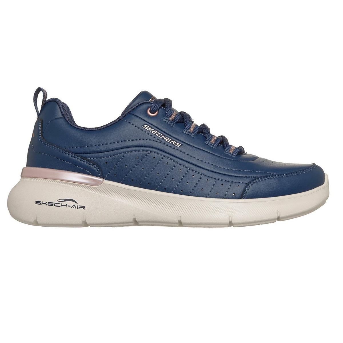 Navy-Rose Gold - Side - Skechers Womens-Ladies Sketch-Air Dynamight Trainers