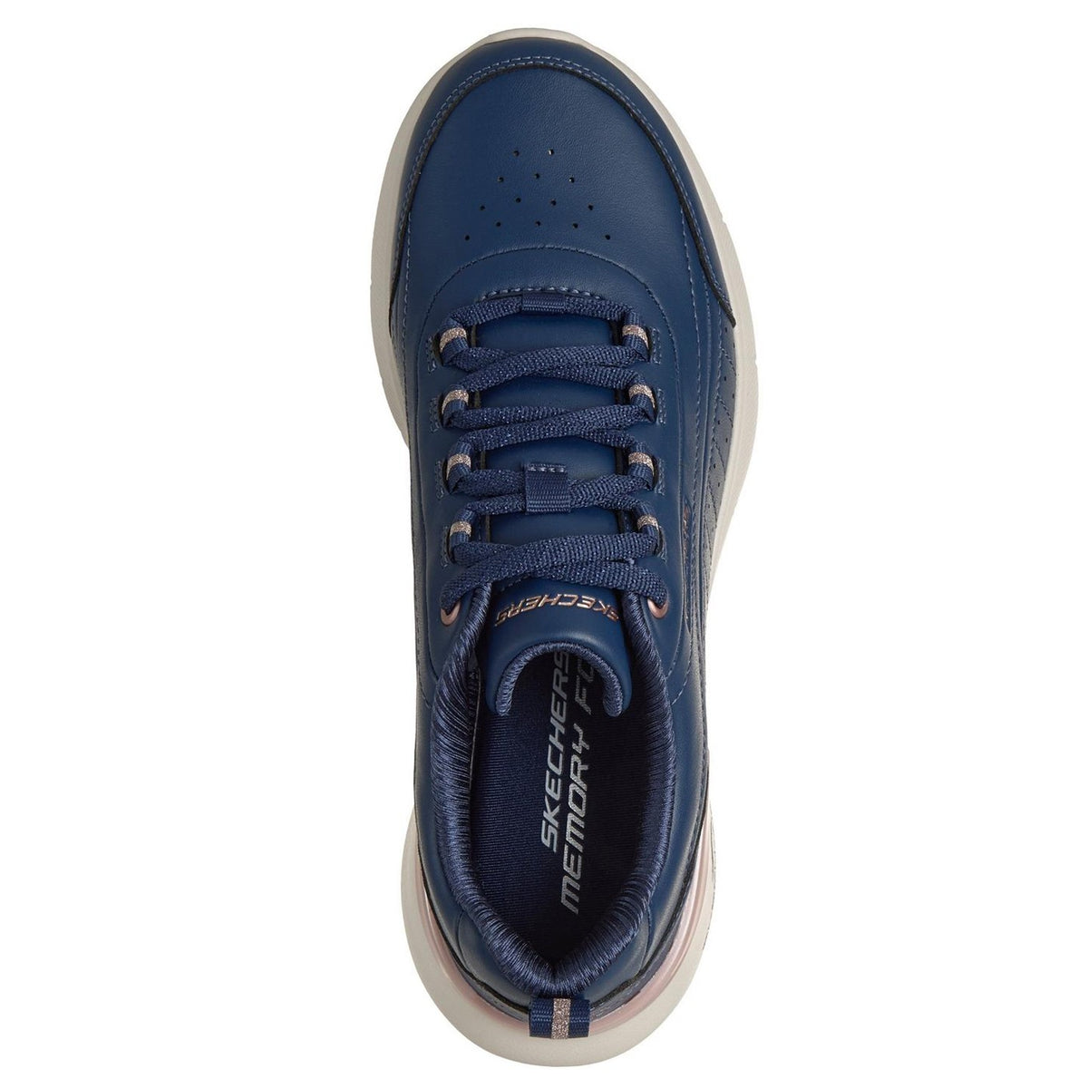 Navy-Rose Gold - Pack Shot - Skechers Womens-Ladies Sketch-Air Dynamight Trainers
