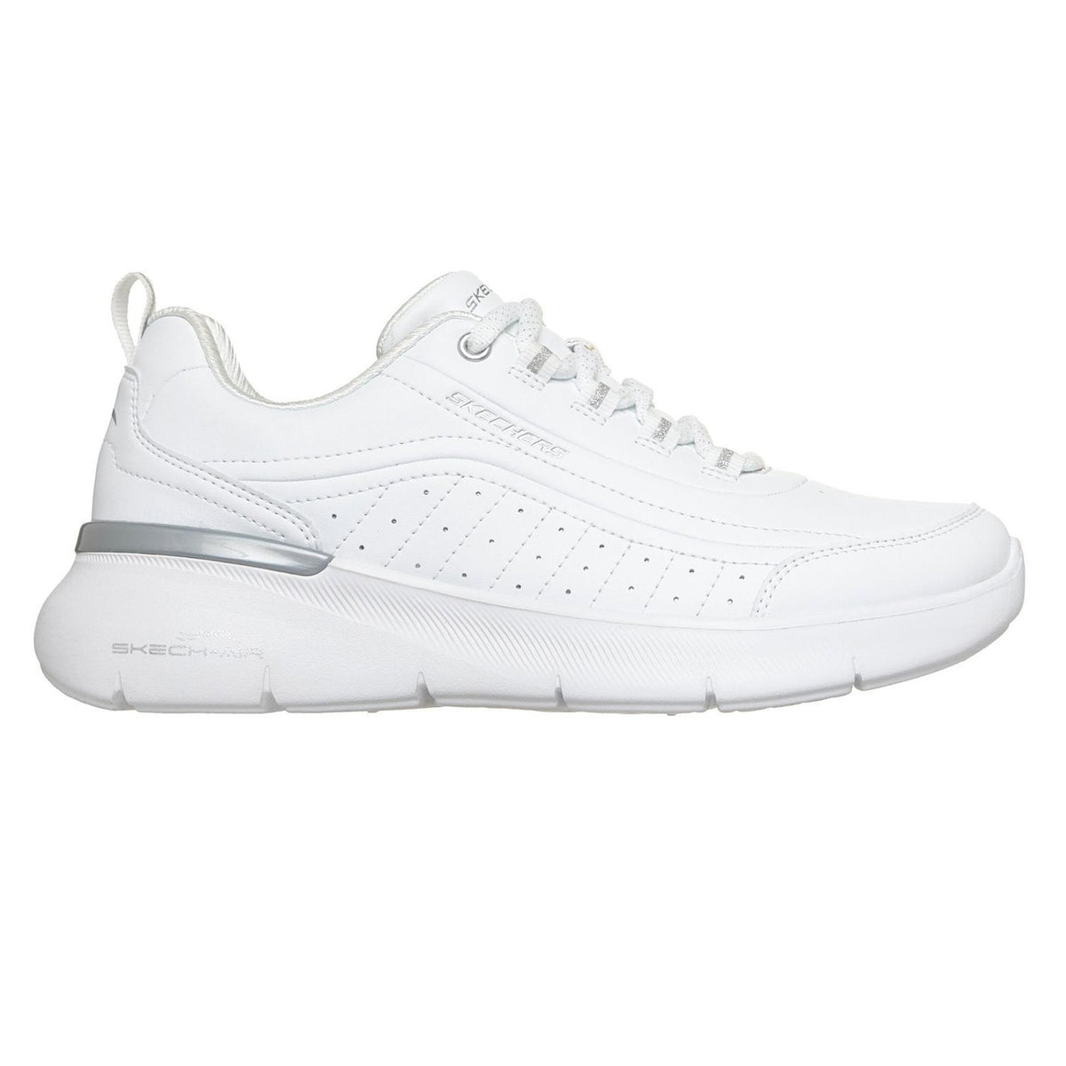 White-Silver - Side - Skechers Womens-Ladies Sketch-Air Dynamight Trainers