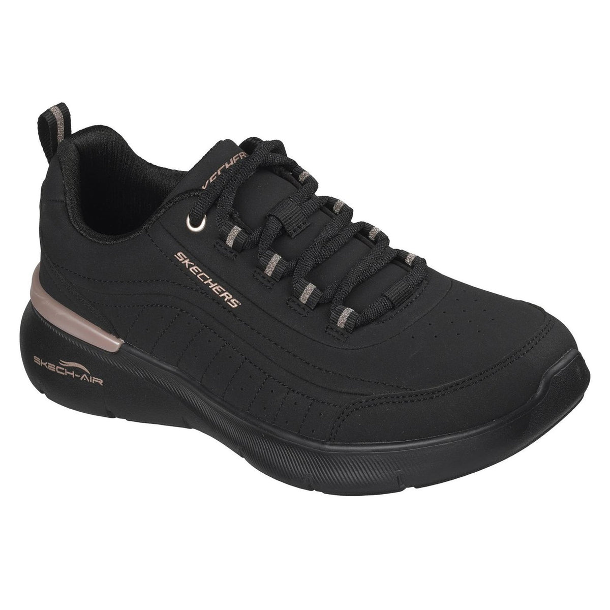 Black-Rose Gold - Front - Skechers Womens-Ladies Sketch-Air Dynamight Trainers