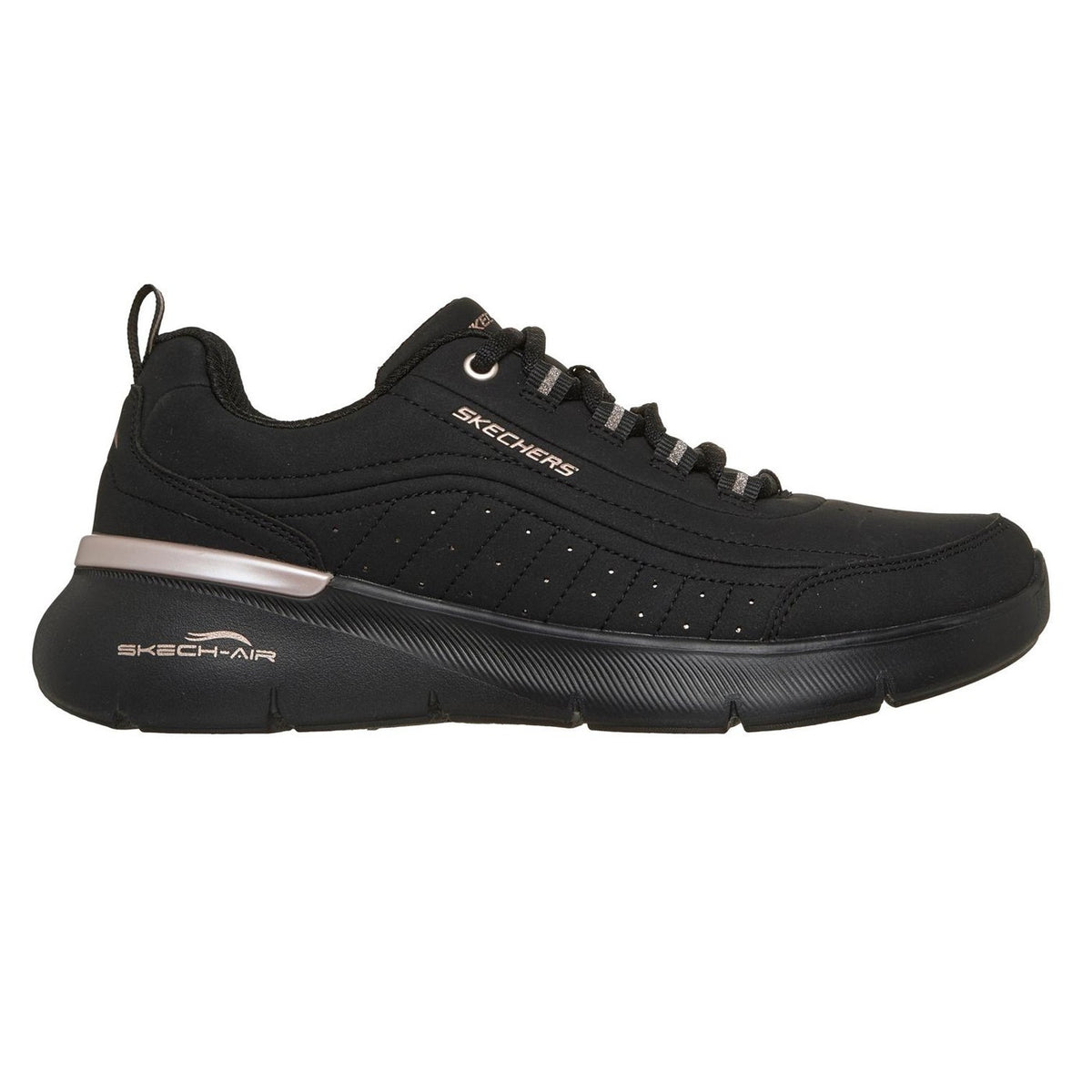 Black-Rose Gold - Side - Skechers Womens-Ladies Sketch-Air Dynamight Trainers