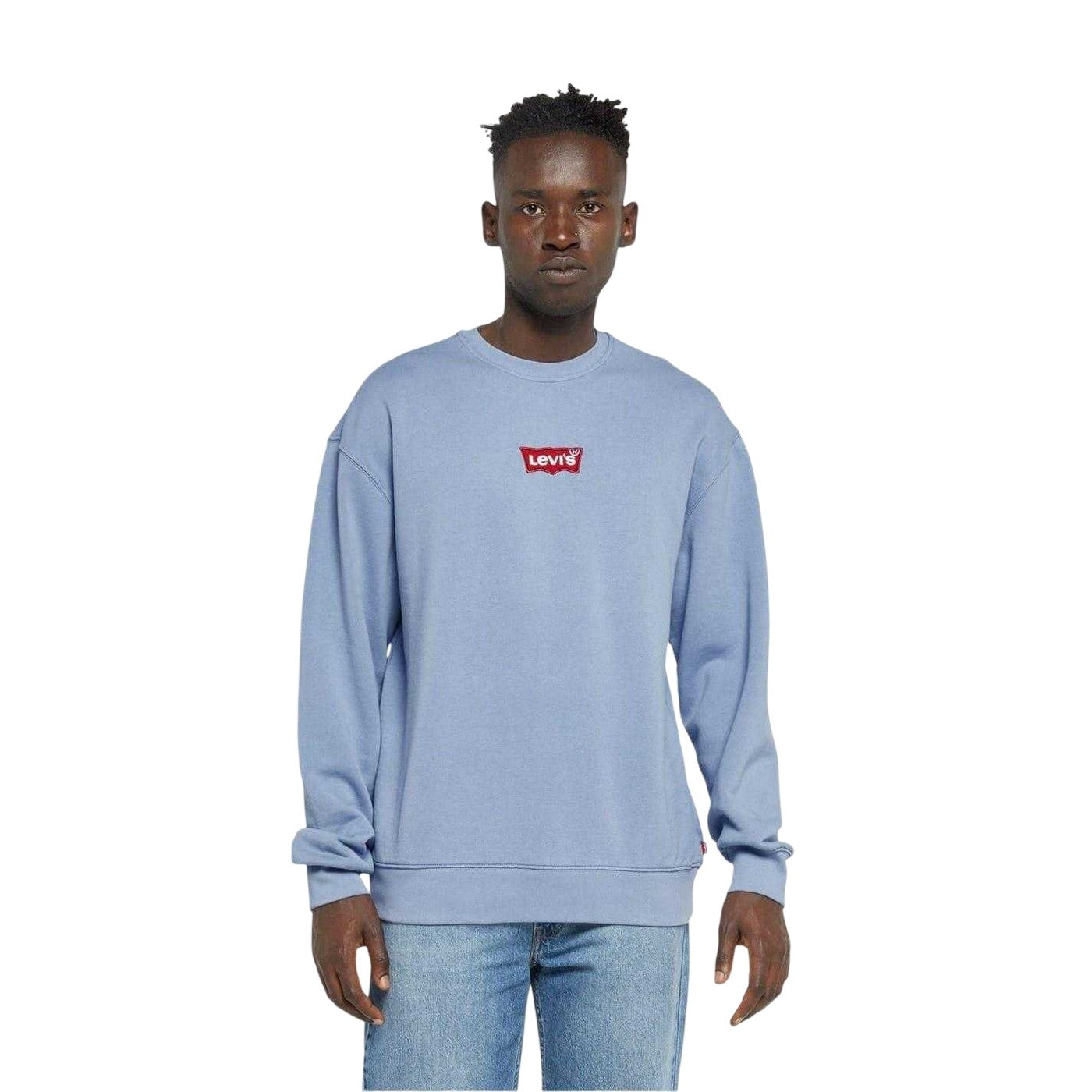 Blue - Front - Levis Mens Cotton Crew Neck Regular Sweatshirt