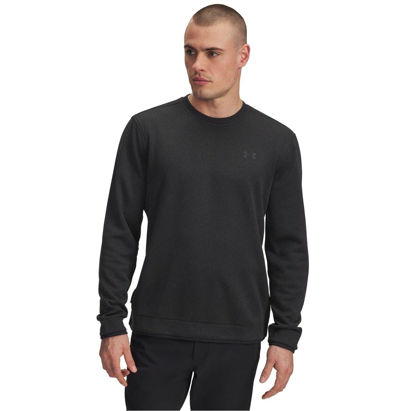 Black - Front - Under Armour Mens Crew Neck Regular Long-Sleeved Sweatshirt