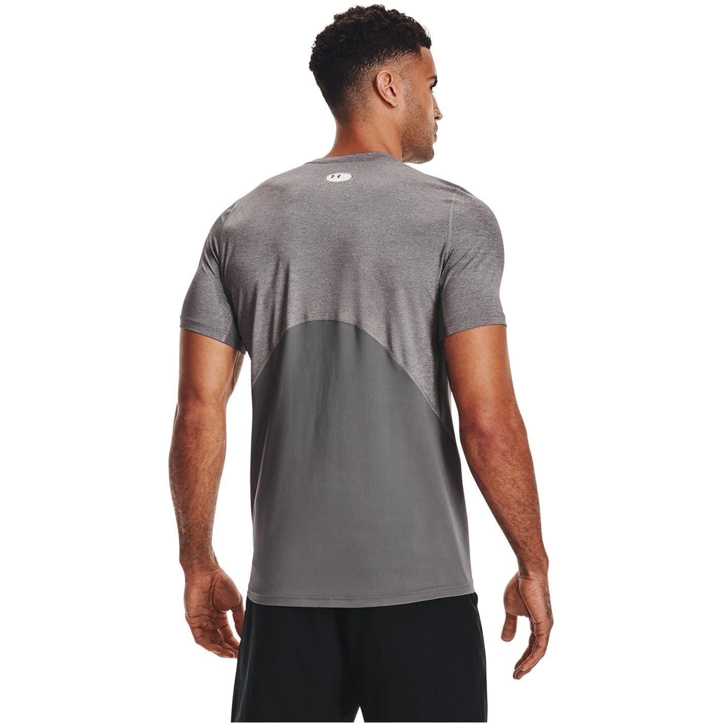 Carbon Heather - Back - Under Armour Mens HeatGear Mesh Panel Fitted T-Shirt