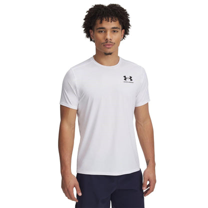 White-Black - Front - Under Armour Mens HeatGear Mesh Panel Fitted T-Shirt