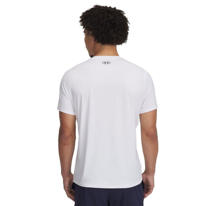 White-Black - Back - Under Armour Mens HeatGear Mesh Panel Fitted T-Shirt