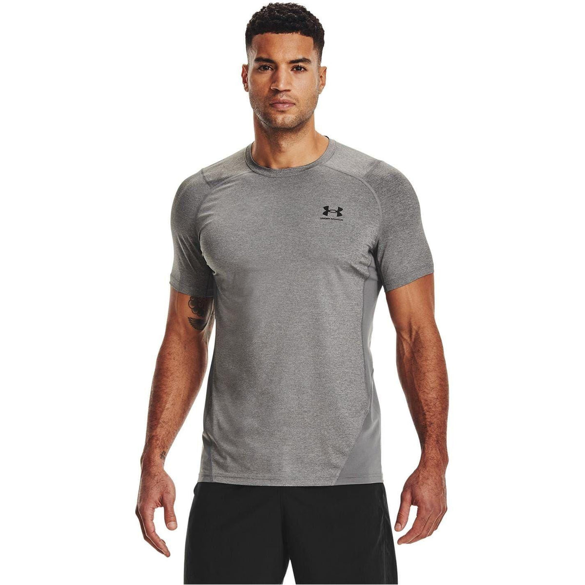Carbon Heather - Lifestyle - Under Armour Mens HeatGear Mesh Panel Fitted T-Shirt