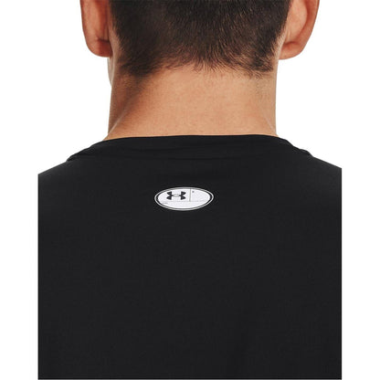 Black - Side - Under Armour Mens HeatGear Mesh Panel Fitted T-Shirt
