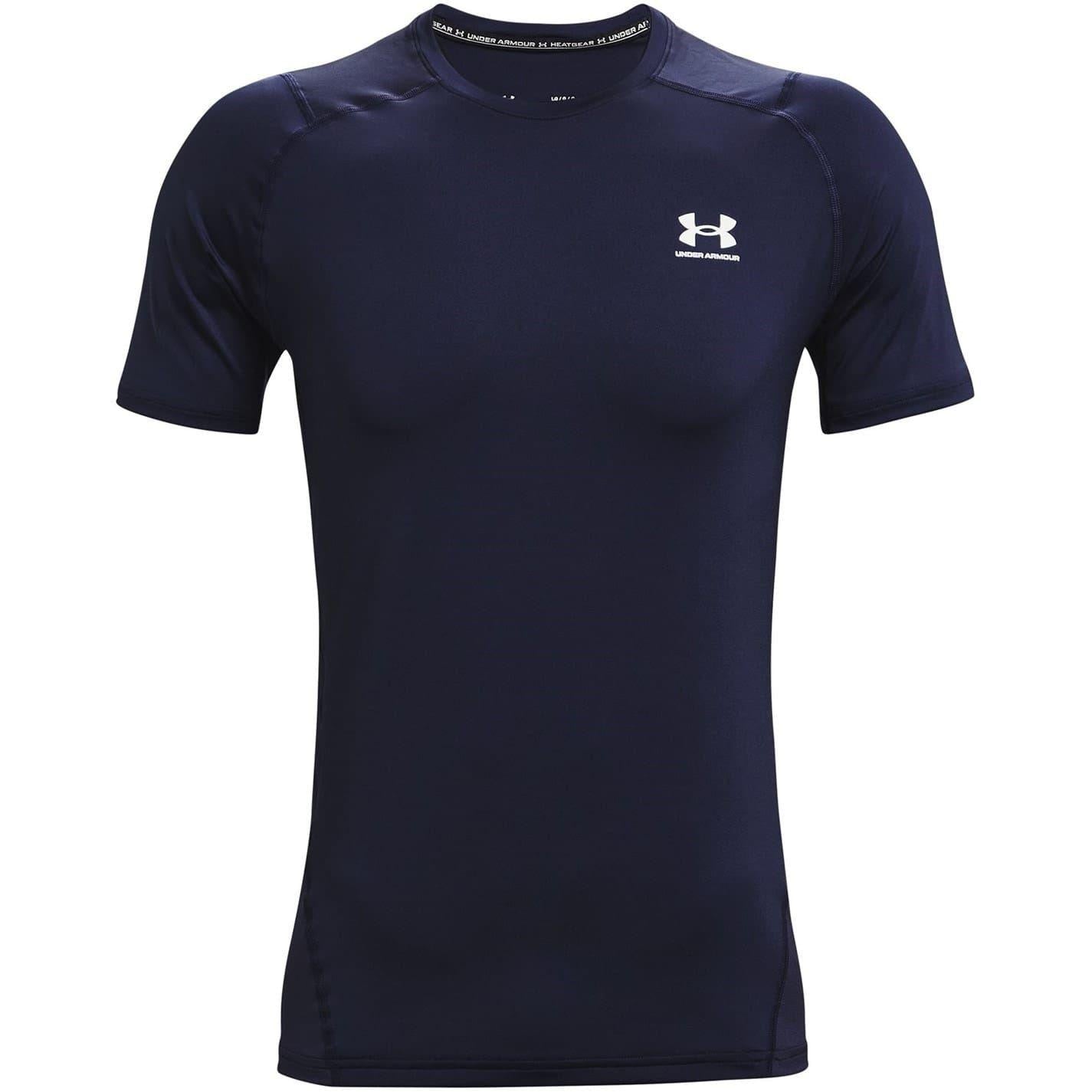 Midnight Navy - Front - Under Armour Mens HeatGear Mesh Panel Fitted T-Shirt