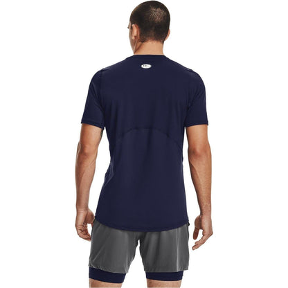Midnight Navy - Back - Under Armour Mens HeatGear Mesh Panel Fitted T-Shirt